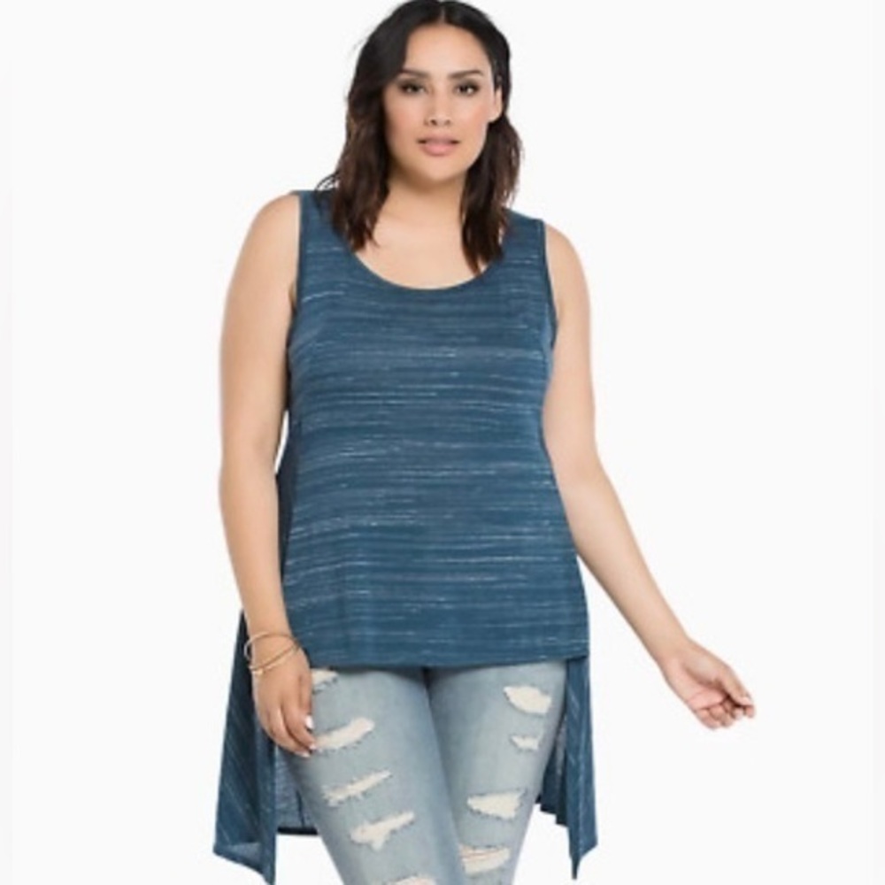 Torrid speckle hi-lo tank top blue‎ heather size 1